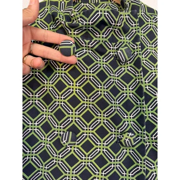 Banana Republic Womens Geometric Pattern Coat Small Green Black - Picture 3 of 13